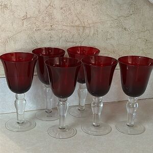 Dining Ruby Red Water/Wine Drinking Glasses